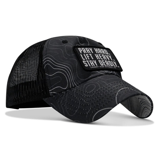 Pray Hard. Lift Heavy. Stay Deadly. Patch Tactical Ripstop Mesh Snapback Hat