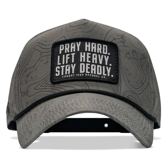 Pray Hard. Lift Heavy. Stay Deadly. Patch Waterproof Weekender Snapback