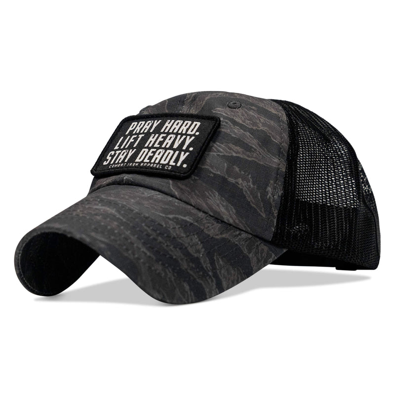 Load image into Gallery viewer, Pray Hard. Lift Heavy. Stay Deadly. Patch Tactical Ripstop Mesh Snapback Hat
