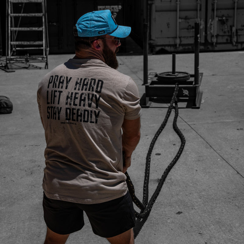 Load image into Gallery viewer, Pray Hard. Lift Heavy. Stay Deadly. V2 Men's T-Shirt
