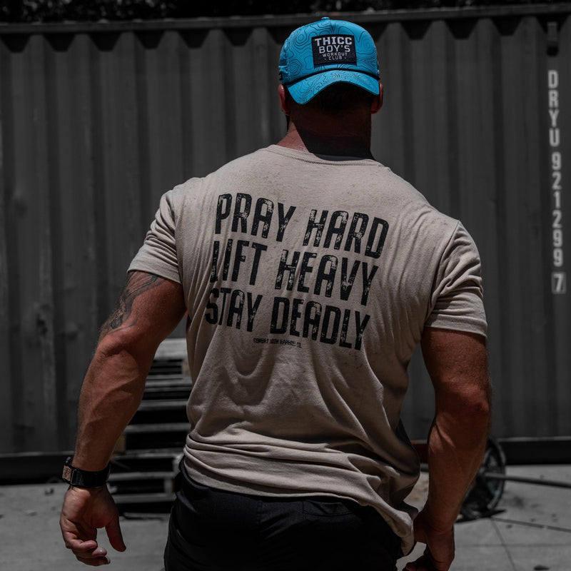 Load image into Gallery viewer, Pray Hard. Lift Heavy. Stay Deadly. V2 Men's T-Shirt
