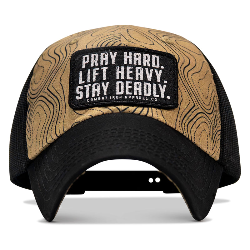 Load image into Gallery viewer, Pray Hard. Lift Heavy. Stay Deadly. Patch Tactical Ripstop Mesh Snapback Hat
