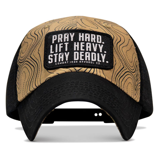 Pray Hard. Lift Heavy. Stay Deadly. Patch Tactical Ripstop Mesh Snapback Hat