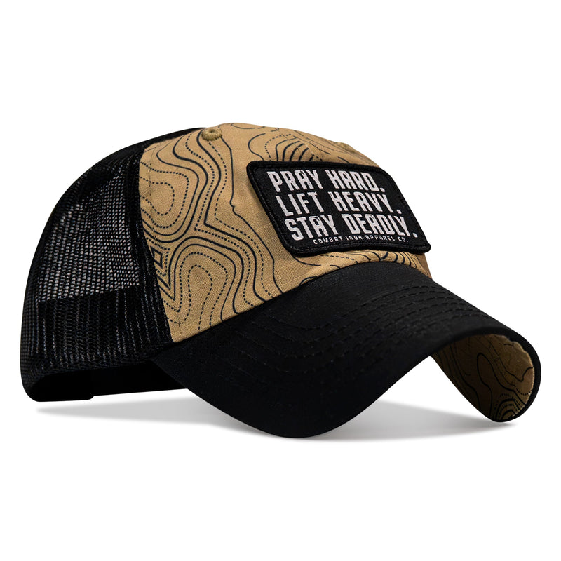 Load image into Gallery viewer, Pray Hard. Lift Heavy. Stay Deadly. Patch Tactical Ripstop Mesh Snapback Hat
