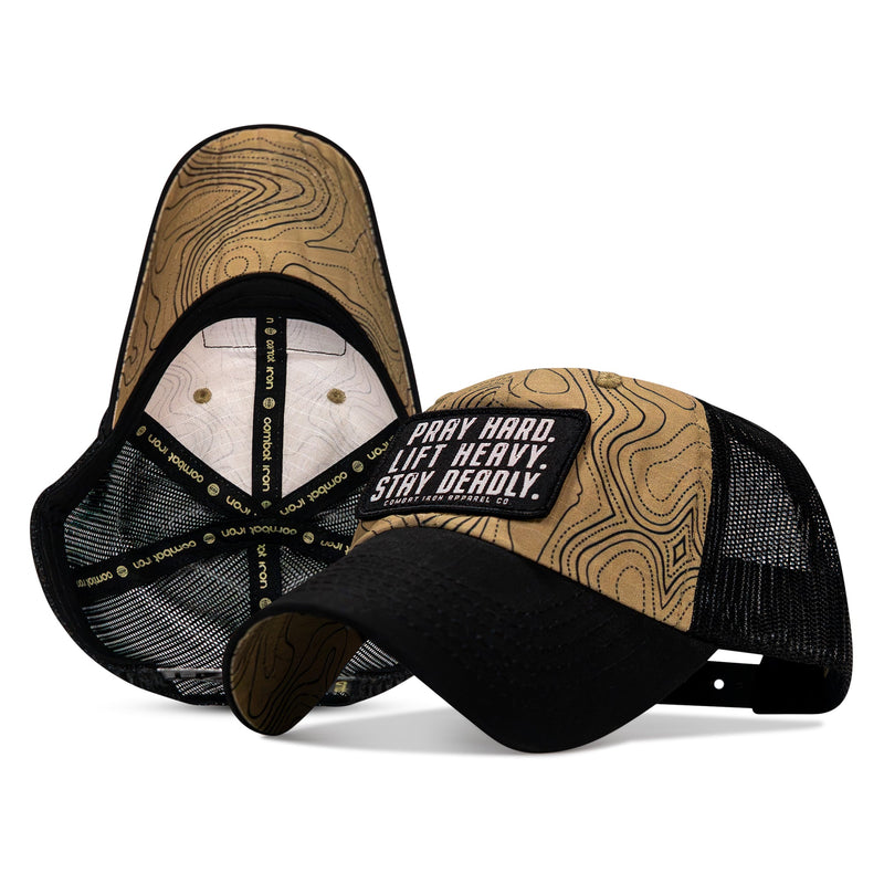 Load image into Gallery viewer, Pray Hard. Lift Heavy. Stay Deadly. Patch Tactical Ripstop Mesh Snapback Hat
