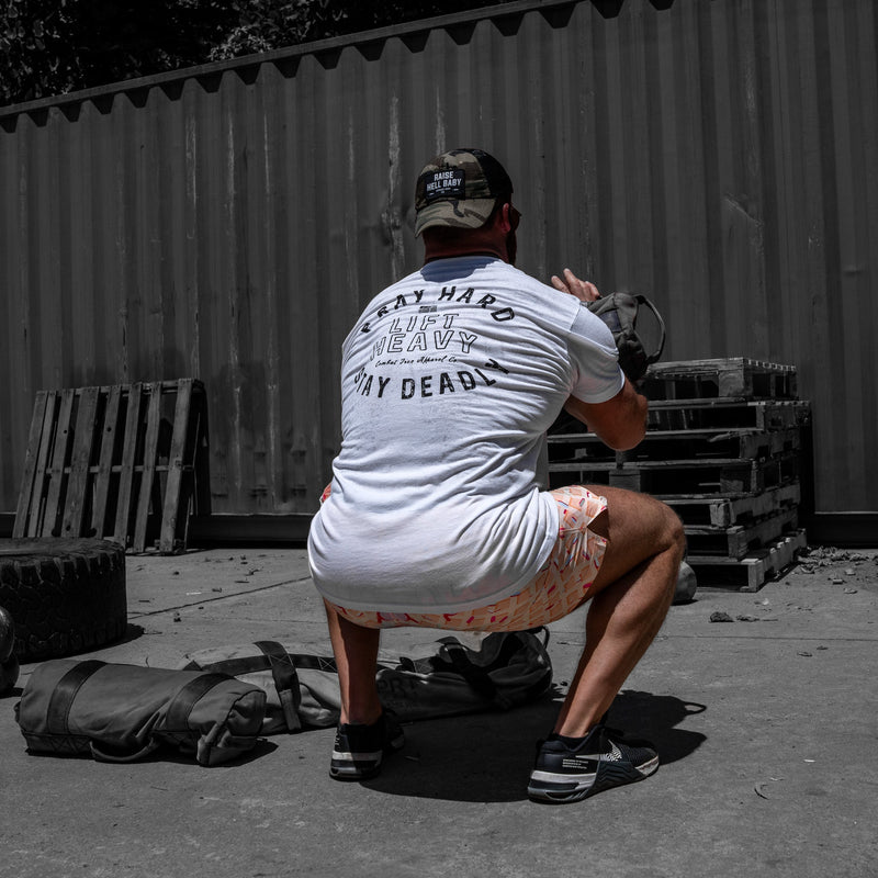 Load image into Gallery viewer, Pray Hard. Lift Heavy. Stay Deadly. Men's T-Shirt
