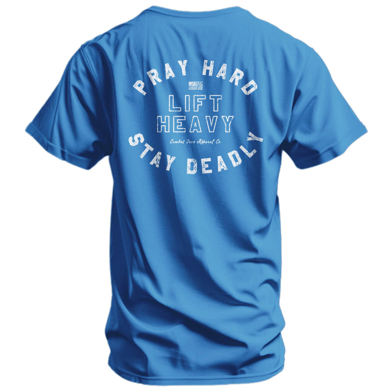Load image into Gallery viewer, Pray Hard. Lift Heavy. Stay Deadly. Men's T-Shirt
