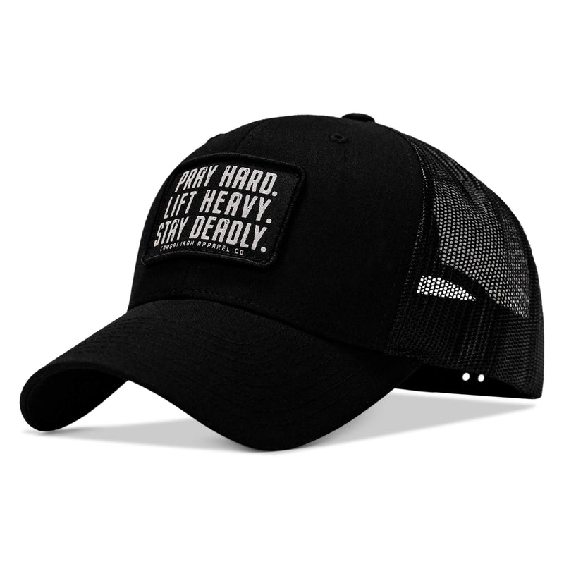 Load image into Gallery viewer, Pray Hard. Lift Heavy. Stay Deadly. Patch Snapback
