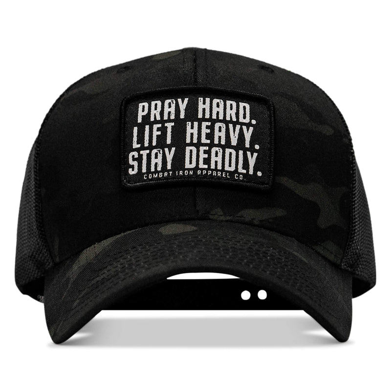 Load image into Gallery viewer, Pray Hard. Lift Heavy. Stay Deadly. Patch Snapback
