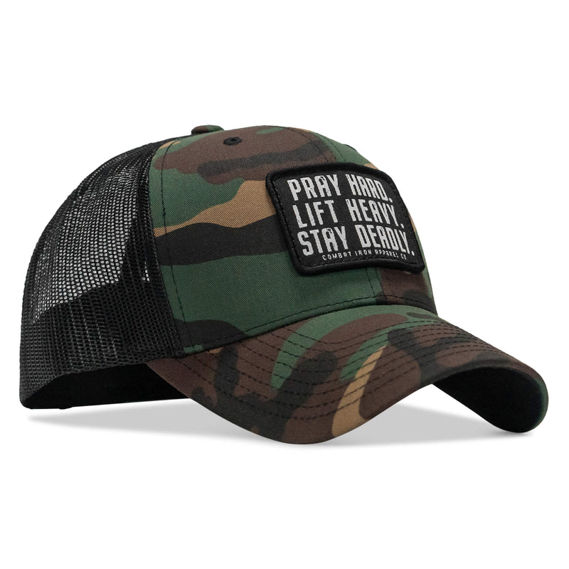 Load image into Gallery viewer, Pray Hard. Lift Heavy. Stay Deadly. Patch Snapback
