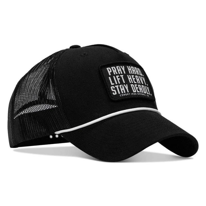 Load image into Gallery viewer, Pray Hard. Lift Heavy. Stay Deadly. Patch Rope Snapback Hat
