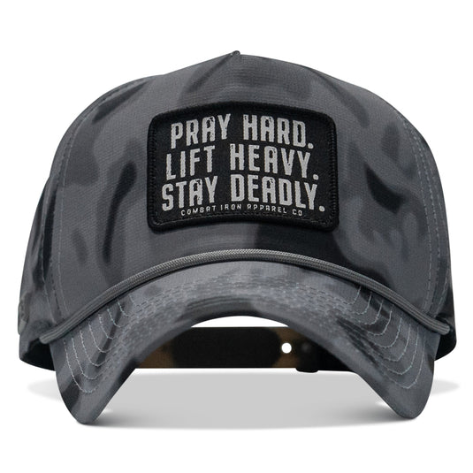 Pray Hard. Lift Heavy. Stay Deadly. Patch Waterproof Weekender Snapback