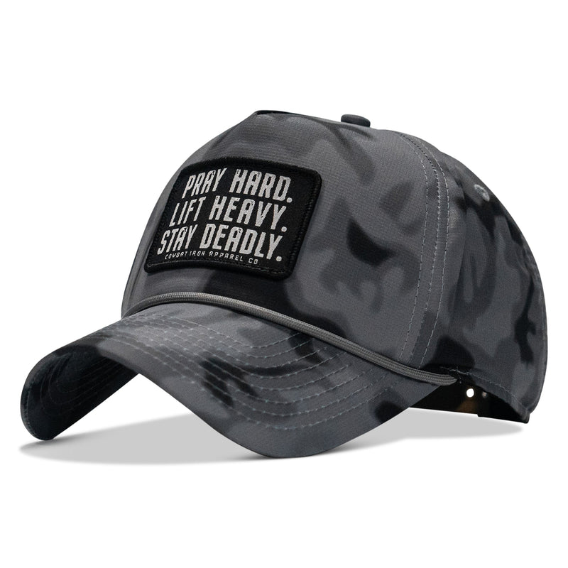 Load image into Gallery viewer, Pray Hard. Lift Heavy. Stay Deadly. Patch Waterproof Weekender Snapback
