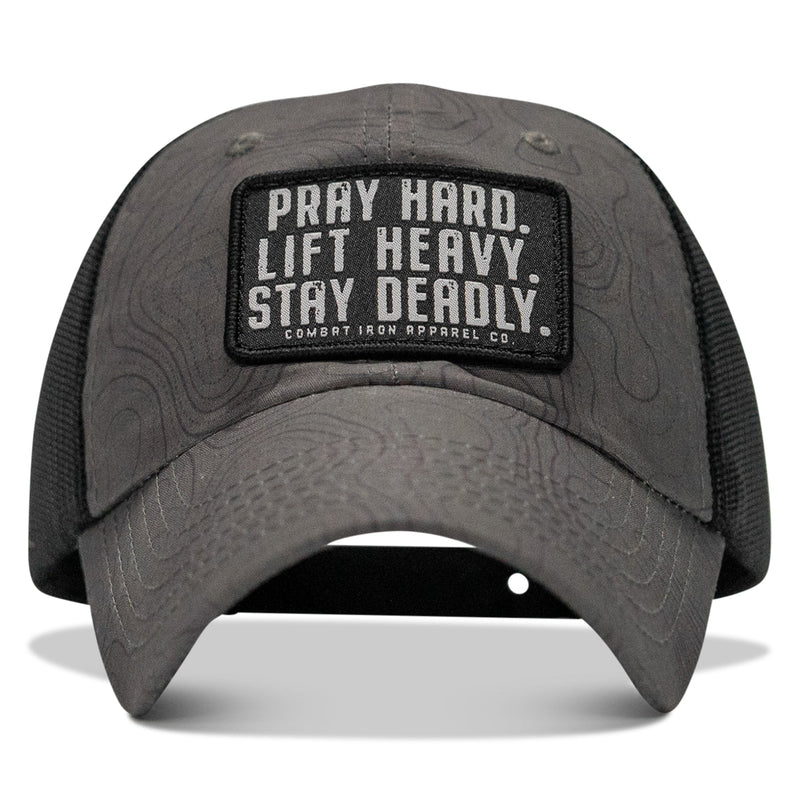 Load image into Gallery viewer, Pray Hard. Lift Heavy. Stay Deadly. Patch Tactical Ripstop Mesh Snapback Hat
