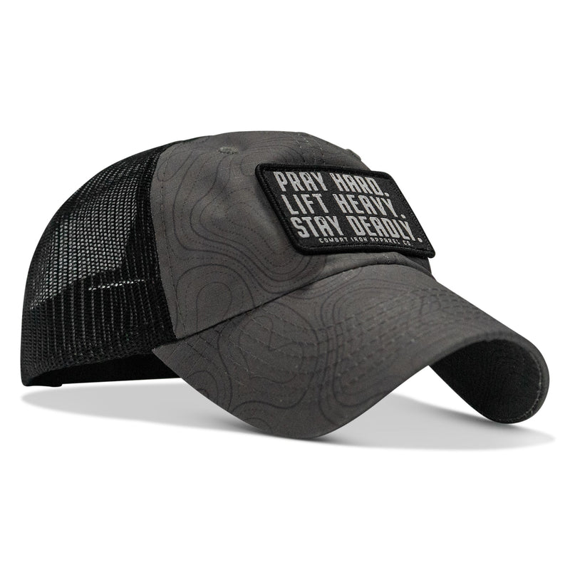 Load image into Gallery viewer, Pray Hard. Lift Heavy. Stay Deadly. Patch Tactical Ripstop Mesh Snapback Hat
