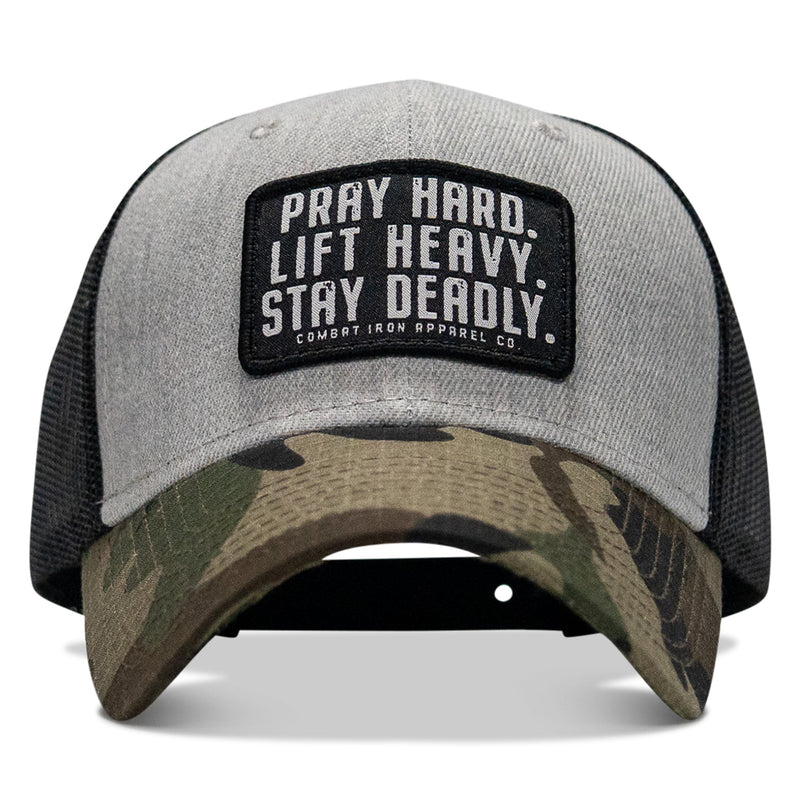Load image into Gallery viewer, Pray Hard. Lift Heavy. Stay Deadly. Patch Snapback

