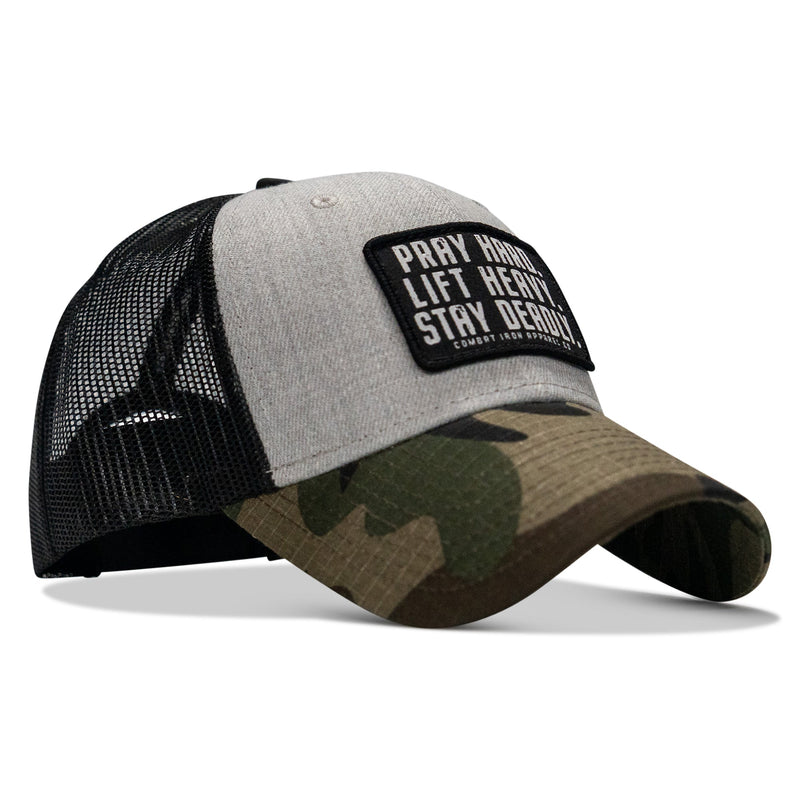 Load image into Gallery viewer, Pray Hard. Lift Heavy. Stay Deadly. Patch Snapback
