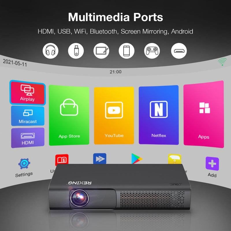 Load image into Gallery viewer, REXING PRD615 Smart Home Projector 750 ANSI Lumens HD
