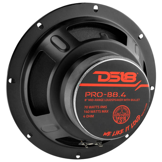 DS18 PRO-B8.4 8" Mid-Range Car Audio Loudspeaker with Bullet 140 Watts 4-Ohm