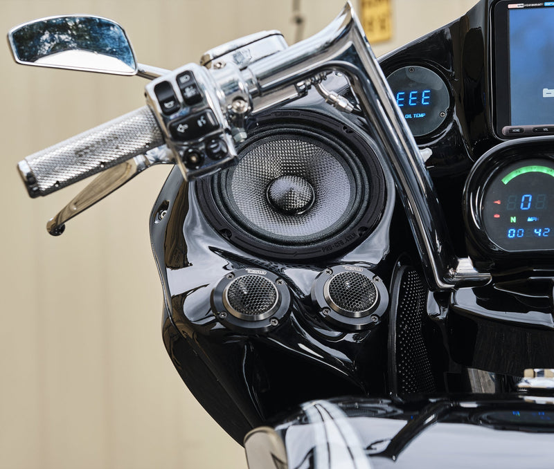 Load image into Gallery viewer, 6.5” Slim Motorcycle &amp; Motorsports Loudspeaker With Neodymium Magnet and Water Resistant Carbon Fiber Cone | 4-Ohm 150W RMS
