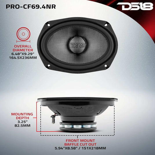 PRO 6x9" Neodymium Carbon Fiber Water resistant Cone Mid-Bass Loudspeaker 300 Watts Rms 4-Ohm - Skoutley Outdoors LLC