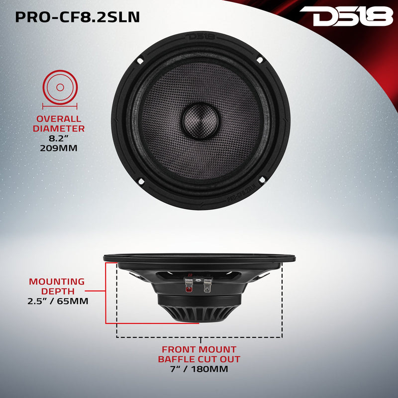 Load image into Gallery viewer, 8” Slim Motorcycle &amp; Motorsports Loudspeaker With Neodymium Magnet and Water Resistant Carbon Fiber Cone | 200W RMS 2-Ohm
