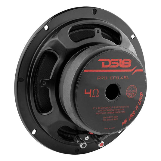 PRO 8" Shallow Carbon Fiber Water resistant Cone Mid-Bass Loudspeaker 275 Watts Rms 4-Ohm - Skoutley Outdoors LLC