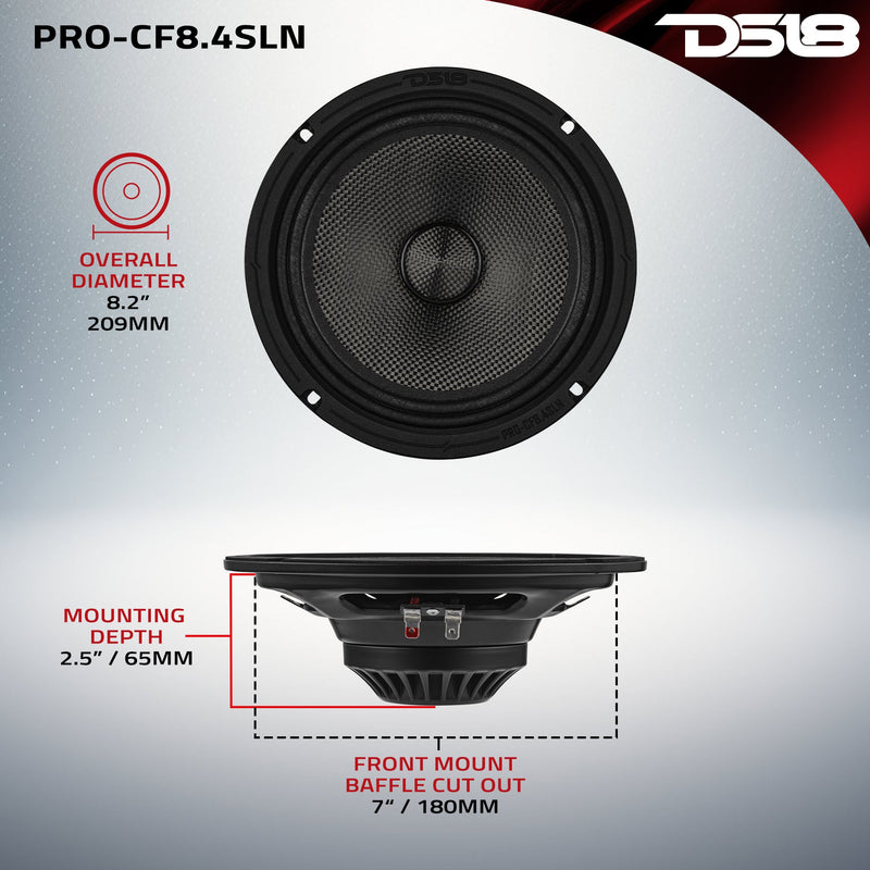 Load image into Gallery viewer, 8” Slim Motorcycle &amp; Motorsports Loudspeaker With Neodymium Magnet and Water Resistant Carbon Fiber Cone | 200W RMS 4-Ohm
