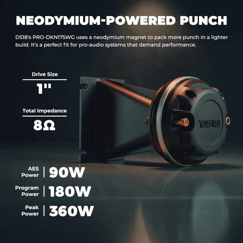 Load image into Gallery viewer, PRO-DK 1" Compression Driver with 3.5" x 4.4" Wave Guide Horn | 360W Peak 8-Ohm, Neodymium Magnet
