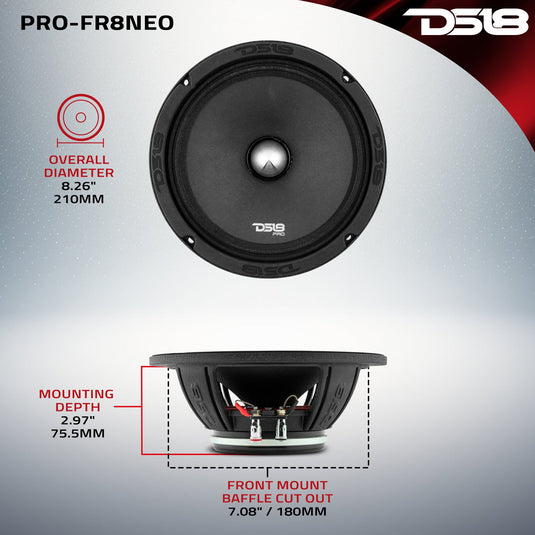PRO 8" Neodymium Full-Range Bullet Loudspeaker 250 Watts Rms 4-Ohm