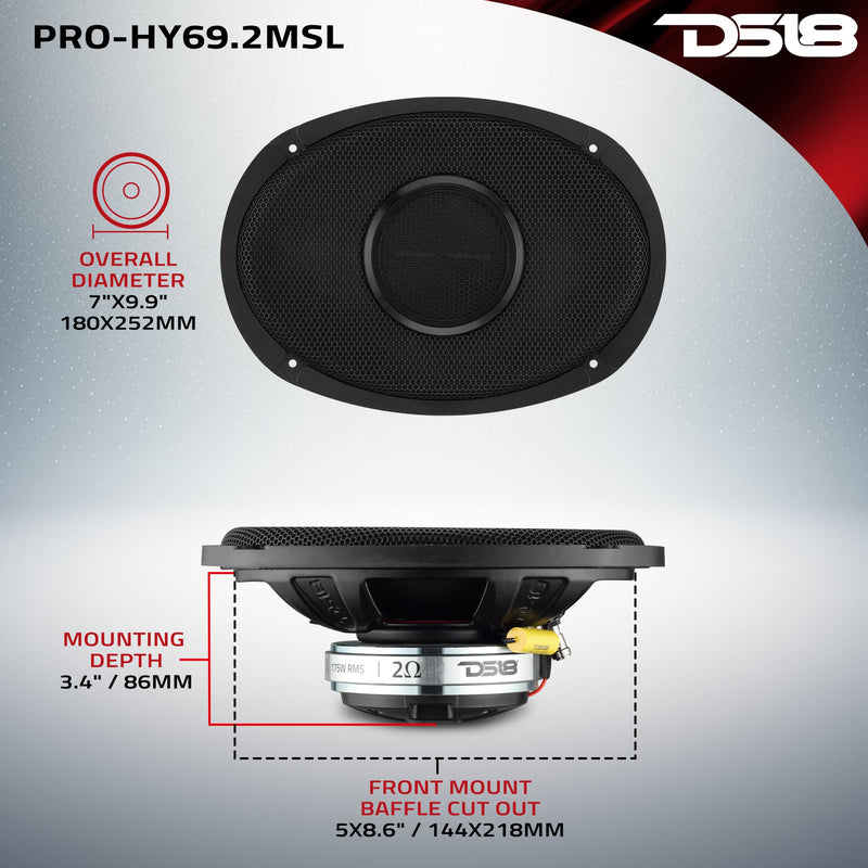 Load image into Gallery viewer, PRO 6x9” Hybrid Slim Loudspeaker with Water-Resistant Cone and Compression Driver Horn | 175W RMS 2-Ohm
