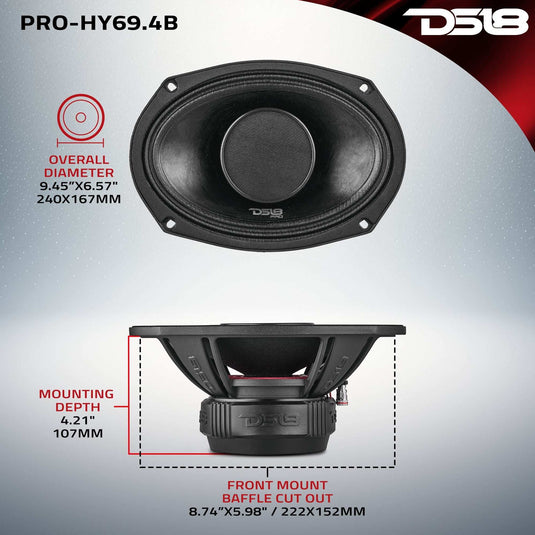 PRO 6x9" Water Resistant Hybrid Mid-Range Loudspeaker with Built-in Driver 250 Watts Rms 4-Ohm - Skoutley Outdoors LLC