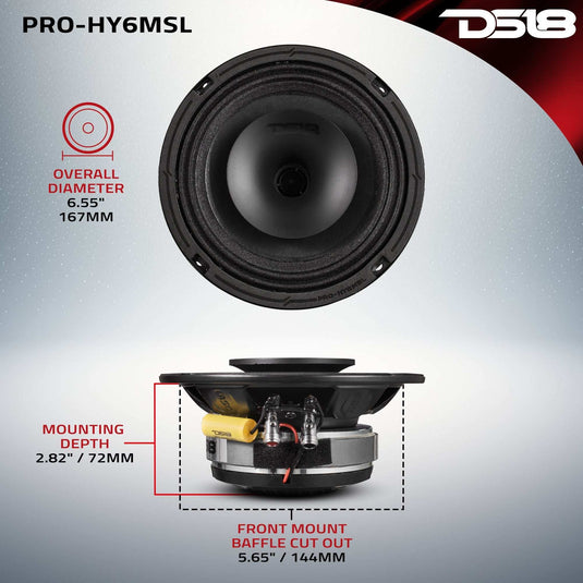 PRO 6.5" Shallow Coaxial Hybrid Mid-Range Loudspeaker with Built-in Driver 150 Watts Rms 8-Ohm - Skoutley Outdoors LLC