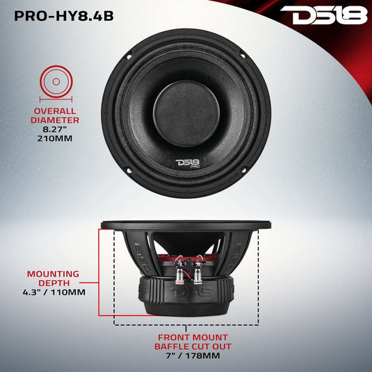 PRO 8" Coaxial Hybrid Mid-Range Water resistant Cone Loudspeaker with Built-in Driver 250 Watts Rms 4-Ohm - Skoutley Outdoors LLC