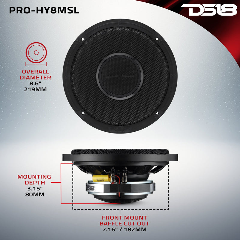 Load image into Gallery viewer, PRO 8" Shallow Coaxial Hybrid Mid-Range Loudspeaker with Built-in Driver | 200W RMS 8-Ohm
