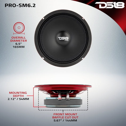 PRO 6.5" Shallow Water-Resistant Mid-Range Loudspeaker | 200W RMS 2-Ohm