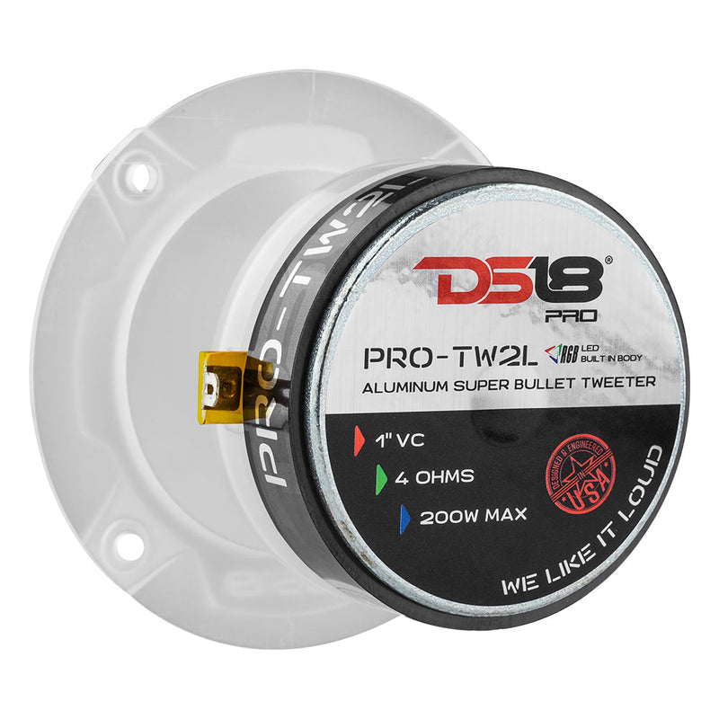 Load image into Gallery viewer, 3.8&quot; Super Bullet Tweeter 120 Watts 1&quot; Aluminum 4-Ohm Vc with RGB LED Lights
