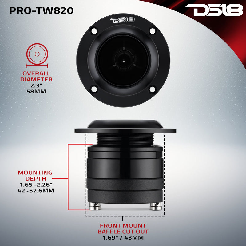 Load image into Gallery viewer, 2.3" High Compression Neodymium Super Bullet Tweeter 100 Watts 1.4" Aluminum 4-Ohm Vc
