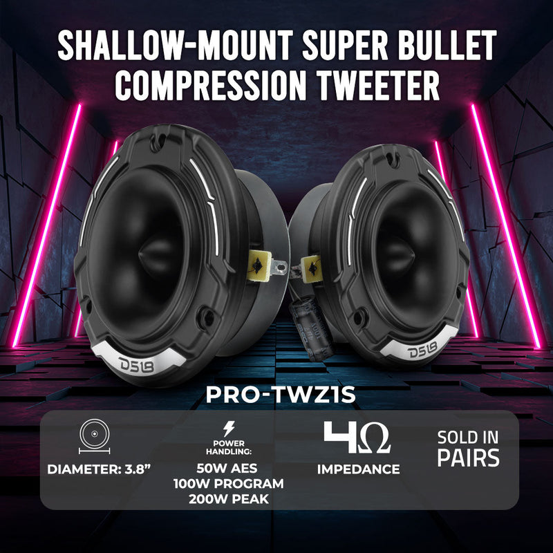 Load image into Gallery viewer, 3.8" Shallow-Mount Super Bullet Compression Tweeter with 1" Aluminum Voice Coil | 100 Watts RMS 4-Ohm
