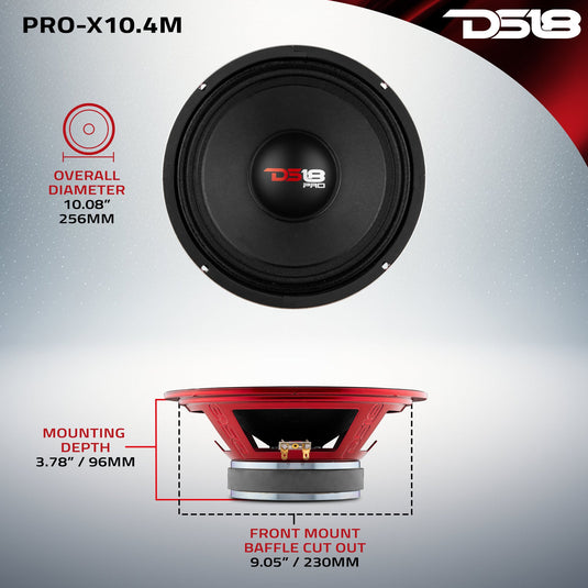 PRO-X 10" Mid-Range Loudspeaker 300 Watts Rms 4-Ohm