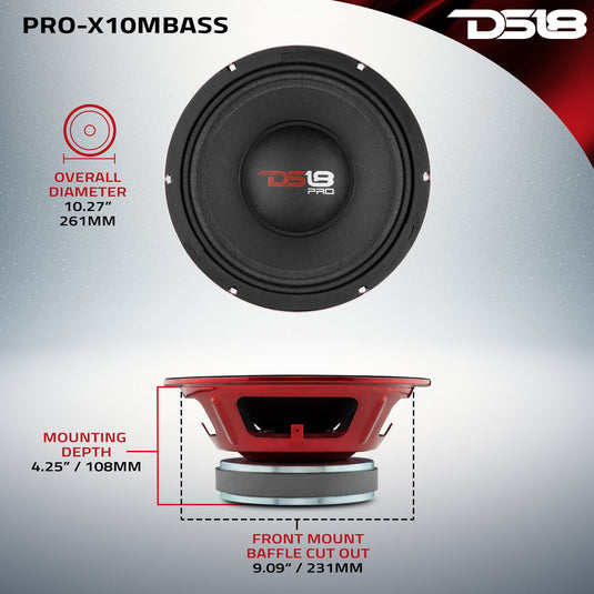 PRO-X 10" Mid-Bass Loudspeaker | 400W RMS 8-Ohm