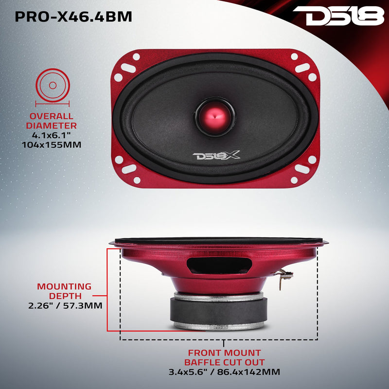 Load image into Gallery viewer, PRO-X 4x6” Mid-Range Loudspeaker with Bullet | 100W RMS 4-Ohm
