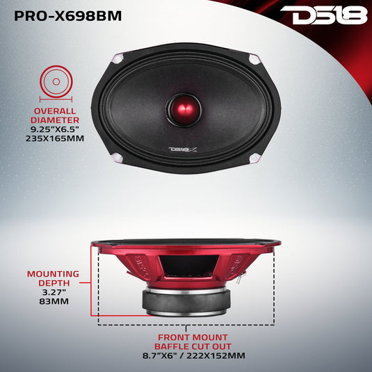 PRO-X 6X9" Mid-Range Bullet Loudspeaker | 200W RMS 8-Ohm