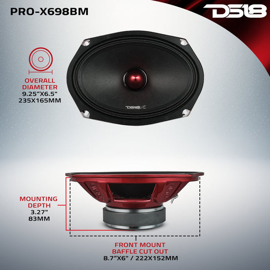 PRO-X 6X9" Mid-Range Bullet Loudspeaker | 200W RMS 8-Ohm