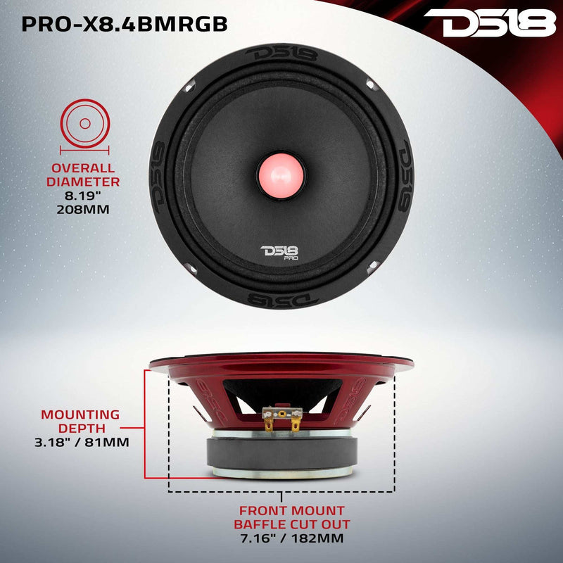 Load image into Gallery viewer, PRO-X 8&quot; Mid-Range Loudspeaker with RGB Light Bullet 275 Watts Rms 4-Ohm - Skoutley Outdoors LLC
