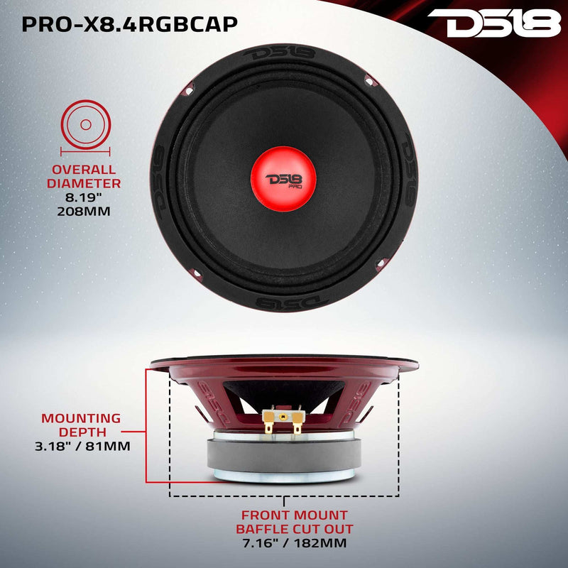 Load image into Gallery viewer, PRO-X 8&quot; Mid-Range Loudspeaker with RGB Light Dust Cap 275 Watts Rms 4-Ohm - Skoutley Outdoors LLC
