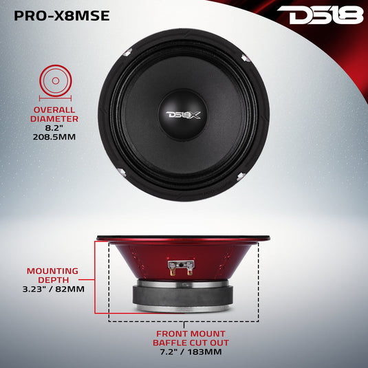 PRO-X 8" Sealed Back Mid-Range Loudspeaker 275 Watts Rms 8-Ohm