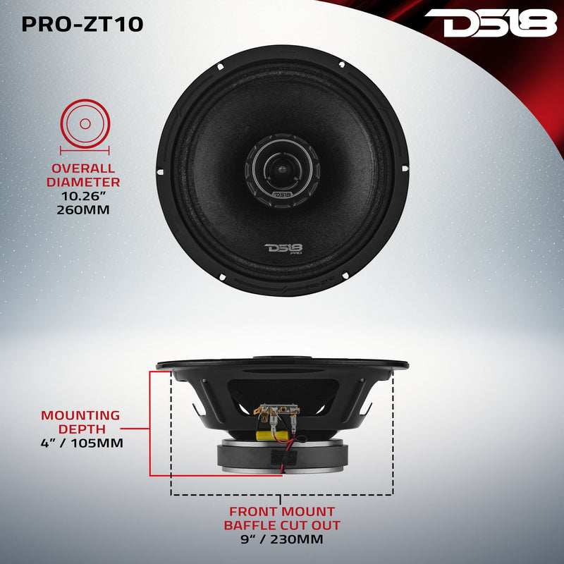 Load image into Gallery viewer, PRO-ZT 10" Coaxial Mid-Range Loudspeaker with Water-Resistant Cone Built-in Bullet Tweeter | 300W RMS  4-Ohm
