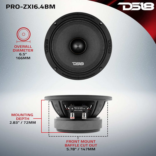 PRO-ZXI 6.5" Mid-Range Bullet Loudspeaker Neodymium/Ferrite Magnets 300 Watts Rms 4-Ohm - Skoutley Outdoors LLC