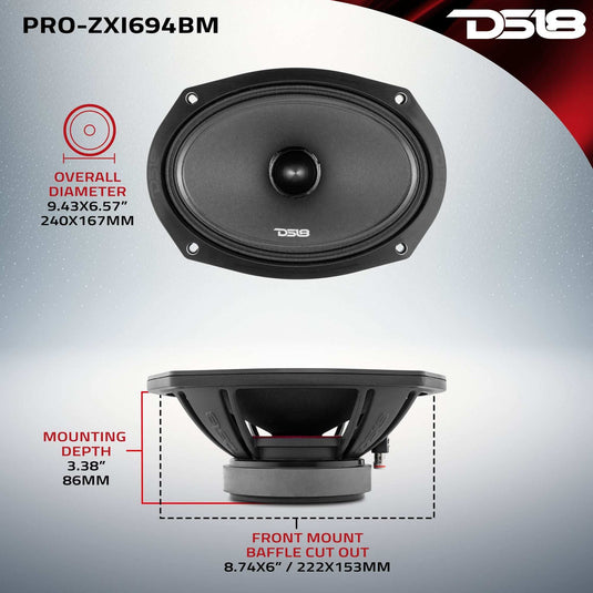 PRO-ZXI 6x9" Mid-Range Bullet Loudspeaker Neodymium/Ferrite Magnets 300 Watts Rms 4-Ohm - Skoutley Outdoors LLC